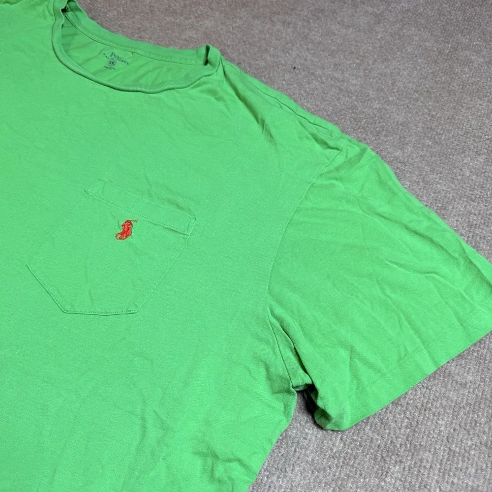Polo‎ Ralph Lauren XXL Shirt Mens Green Pocket Tee Red Pony Logo Cotton 2XL